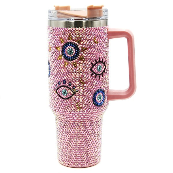 Rhinestone Evil Eye Print pink 1.2 L tumbler