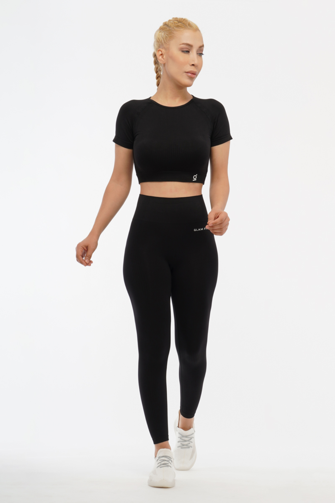 Black Women's Seamless Workout Set: Sport Long Sleeve - Glamfit