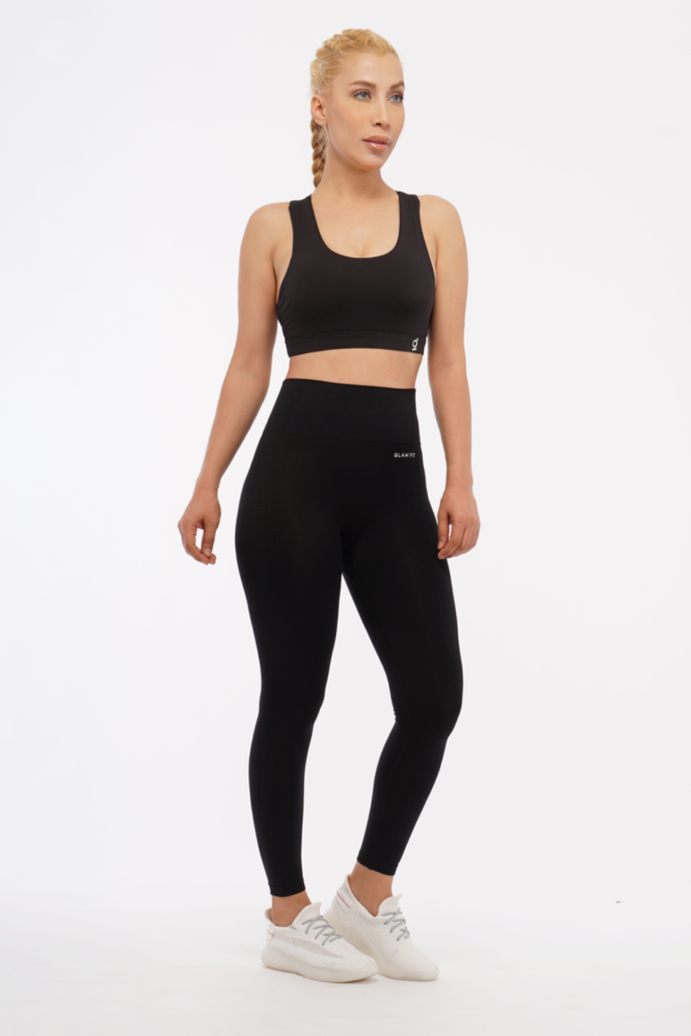 Women Seamless Workout Outfits Sport Bra And Legging Black Satin