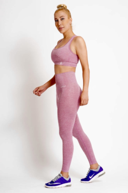 Women Seamless Workout Outfits Sport Bar And Legging Pink
