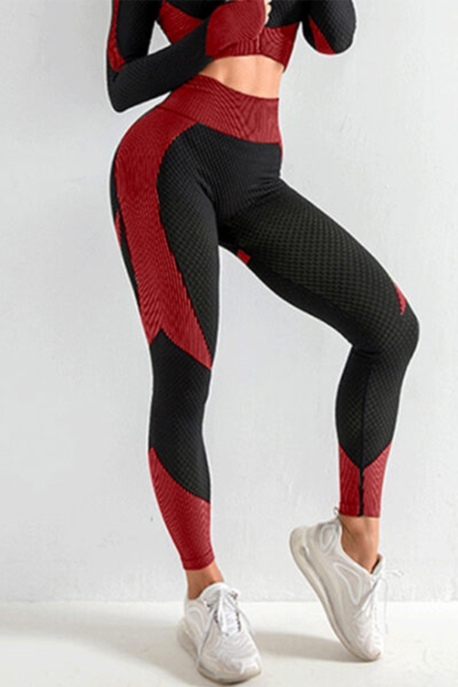 3pcs Yoga Sets Sportwear Suit Long Sleeve Zipper with Sports Bra Leggings  Pants Plain Red! Shop Now