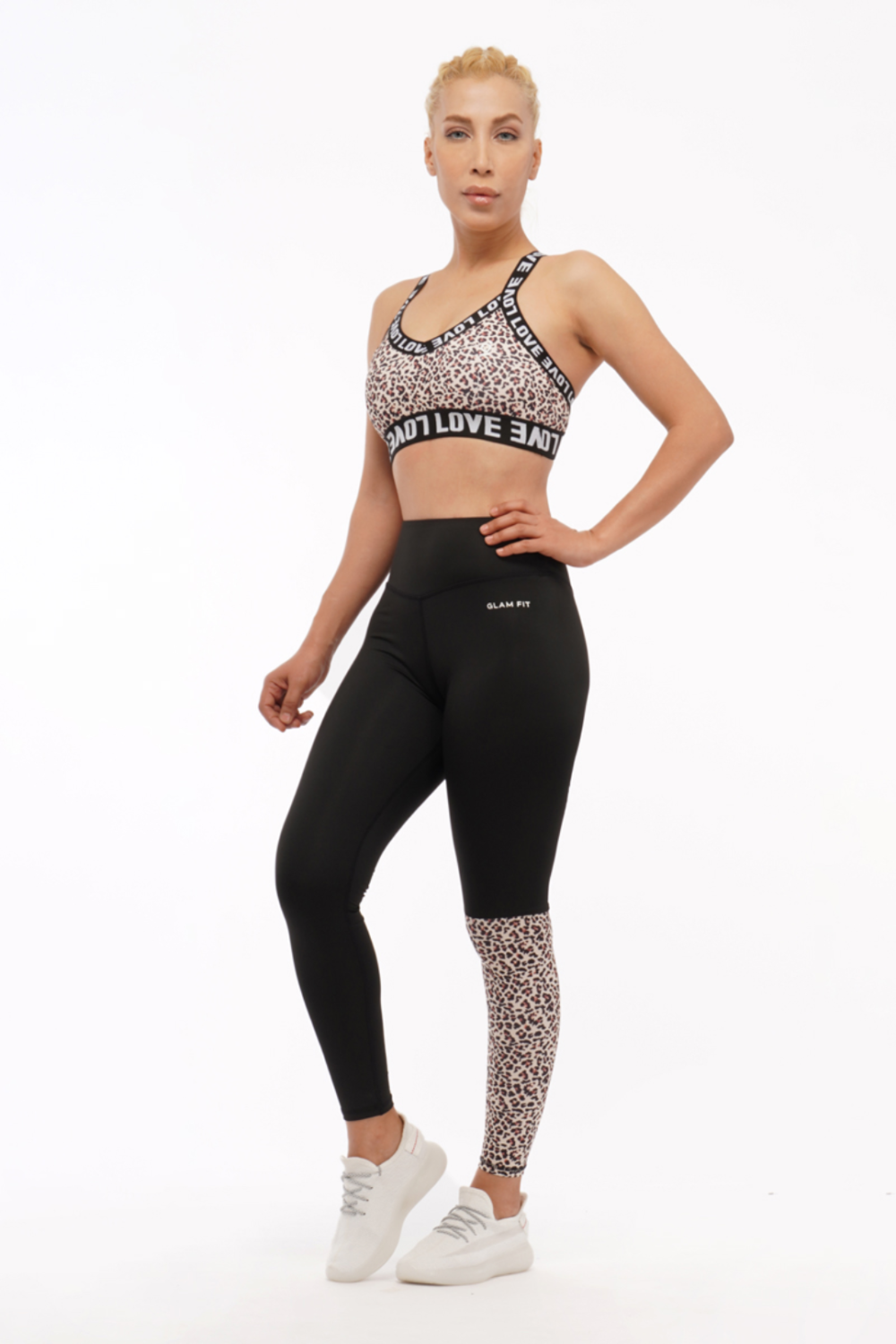 Women Seamless Workout Outfits Sport Bar And Legging Love Print