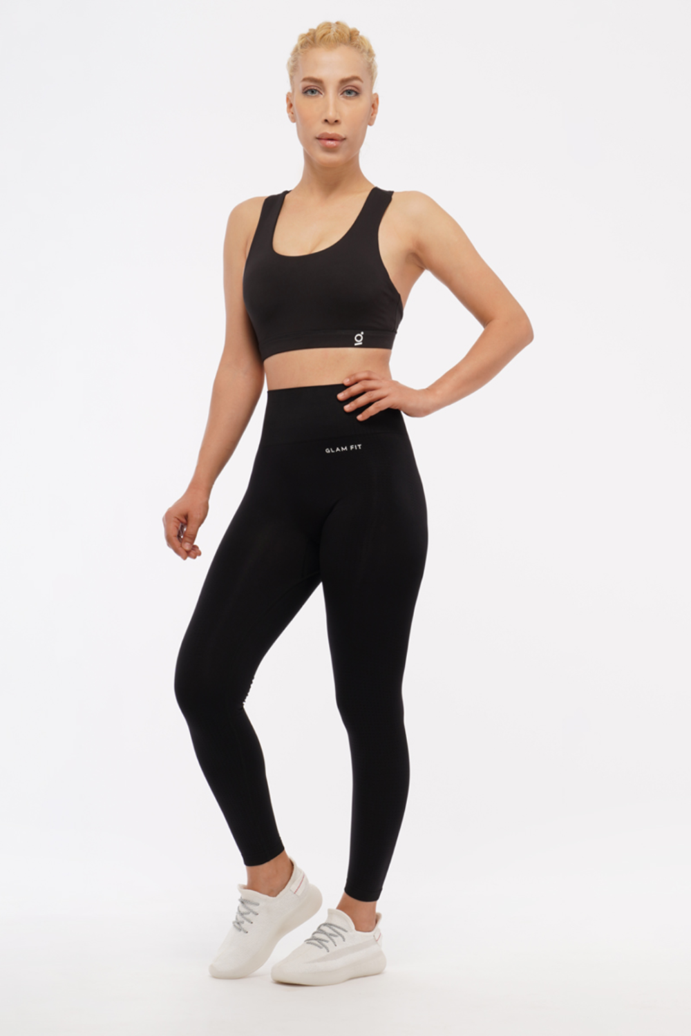 Women Seamless Workout Outfits Sport Bra And Legging Black Satin