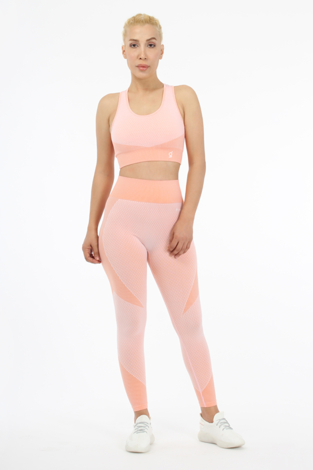 Women Seamless Workout Outfits Sport Bra And Legging Coral Pink