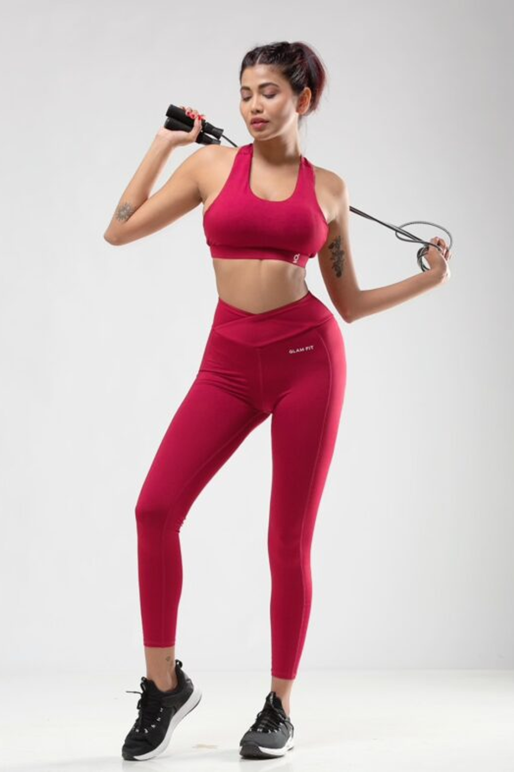 Women Seamless Workout Outfits Sport Bar And Legging Maroon