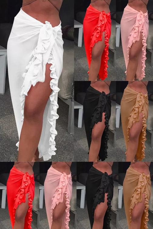 Women’s Chiffon Swimsuit Cover Ups Fashion Sarong Bikini Wrap Skirt Pink