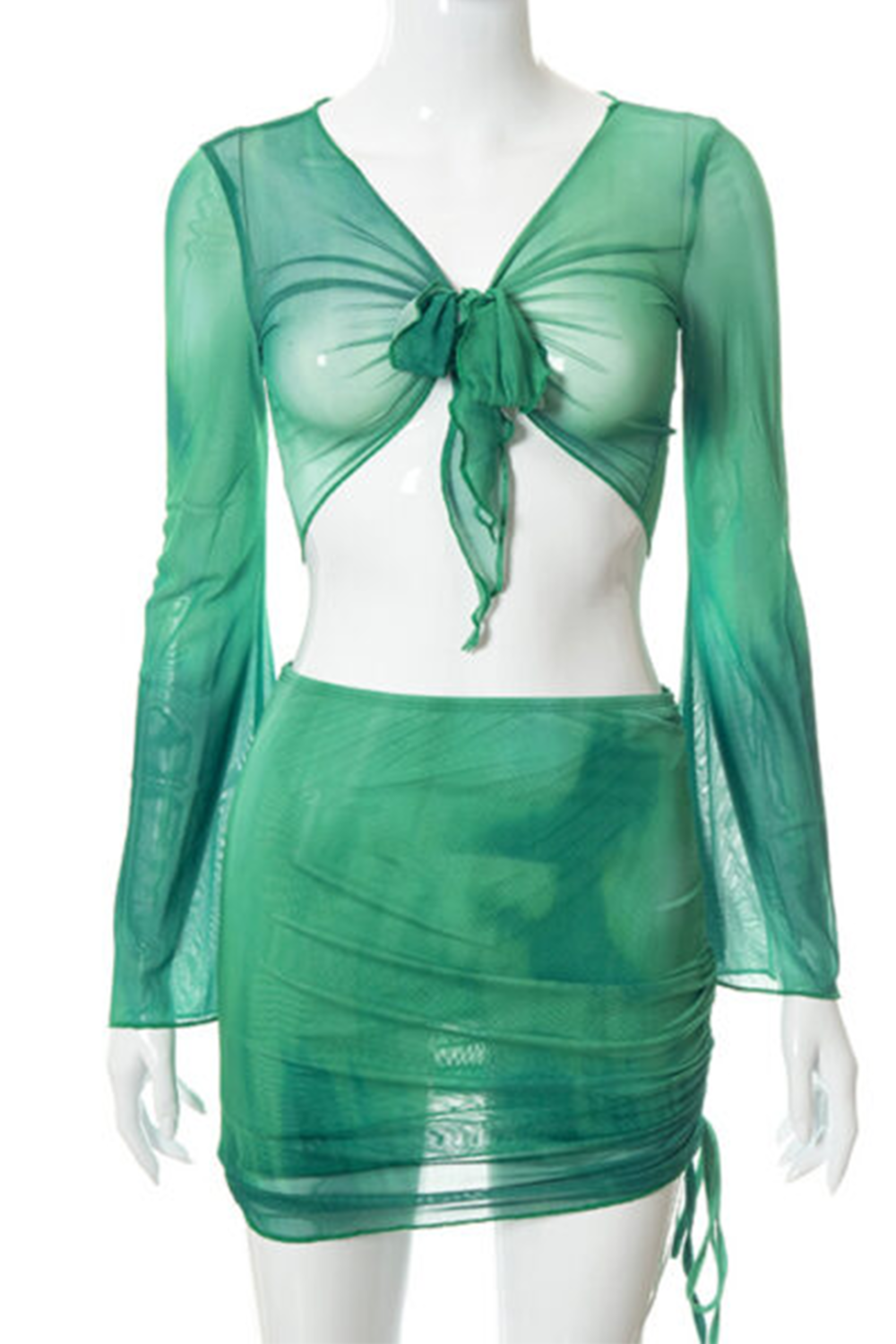 Women 2 Piece Bikini & Skirt Set (Green)