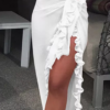 Women's Chiffon Swimsuit Cover Ups Fashion Sarong Bikini Wrap Skirt White