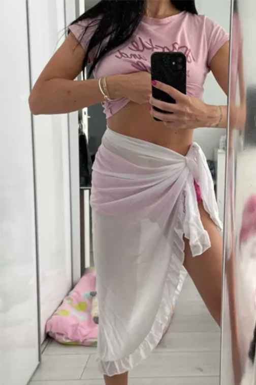 Women’s Chiffon Swimsuit Cover Ups Fashion Sarong Bikini Wrap Skirt White
