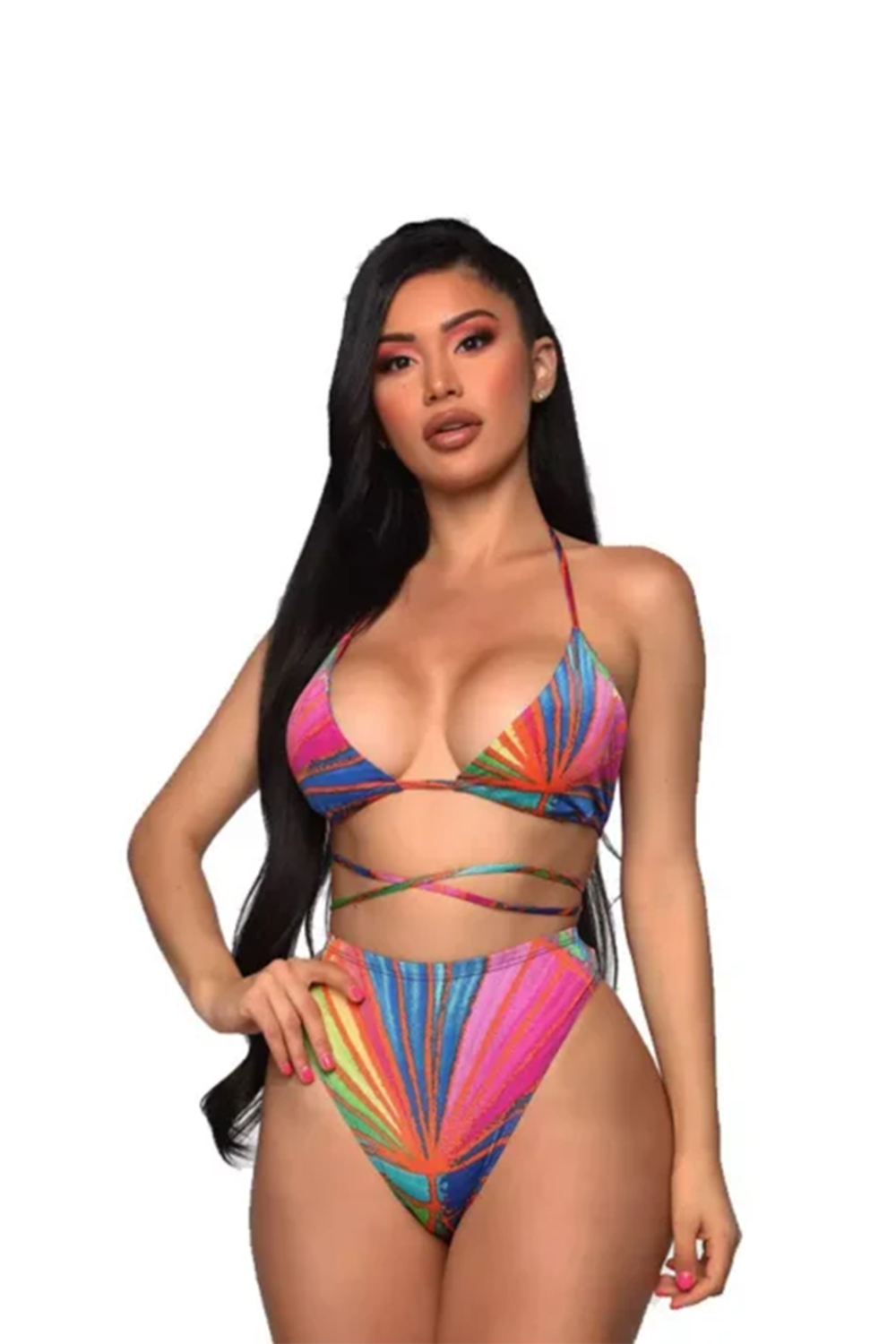 Women Print Bandage Three Piece Cover Up For Bikini Cover up