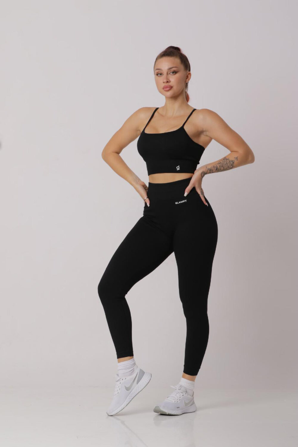 Women Casual Outfits High Waist Leggings And Sports Bra Black