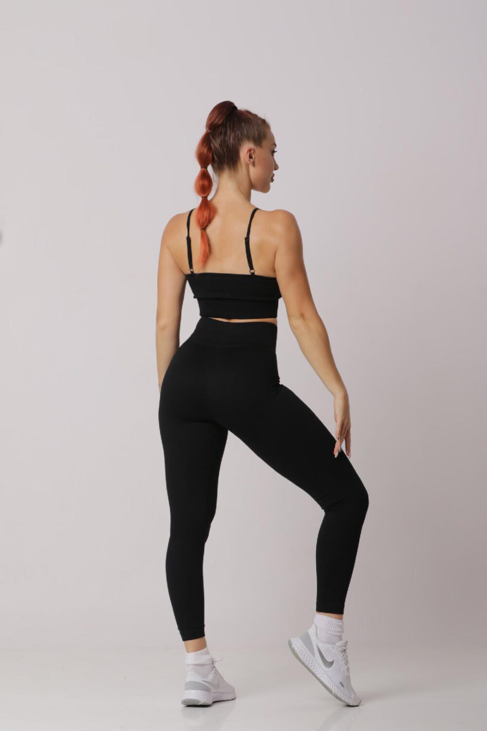 Women Casual Outfits High Waist Leggings And Sports Bra Black