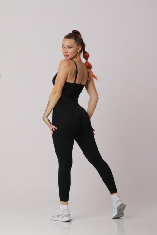 Women Casual Outfits High Waist Leggings And Sports Bra Black