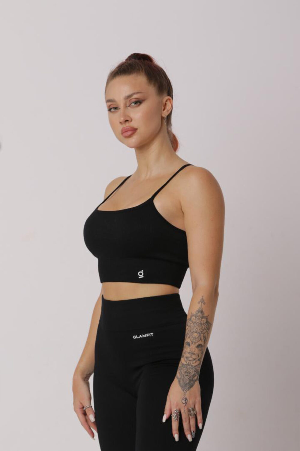 Women Casual Outfits High Waist Leggings And Sports Bra Black